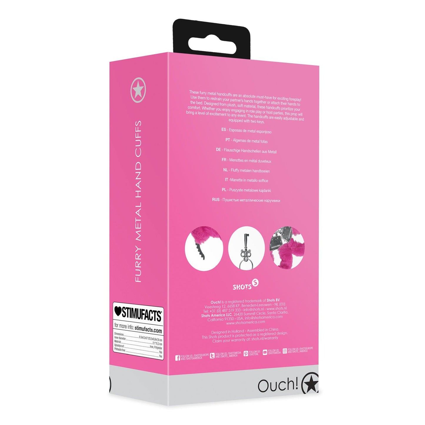 3-Furry Metal Hand Cuffs - Pink-3
