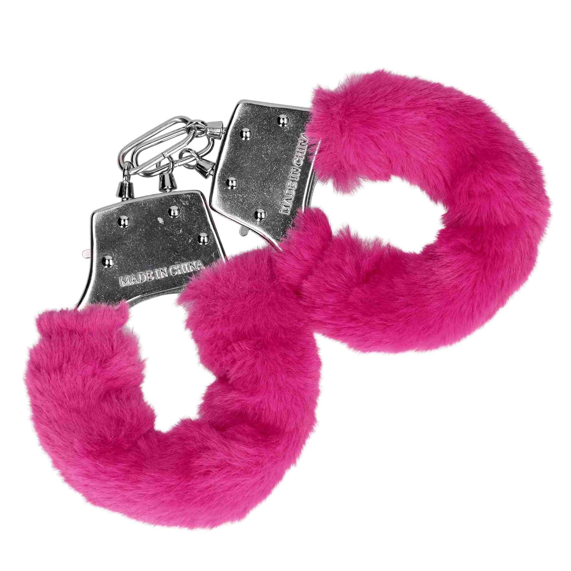 4-Furry Metal Hand Cuffs - Pink-4