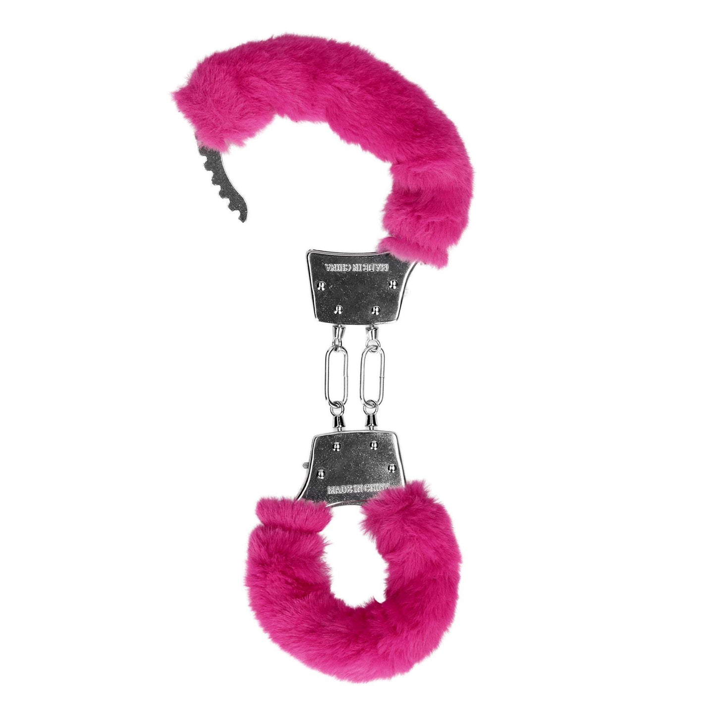5-Furry Metal Hand Cuffs - Pink-5