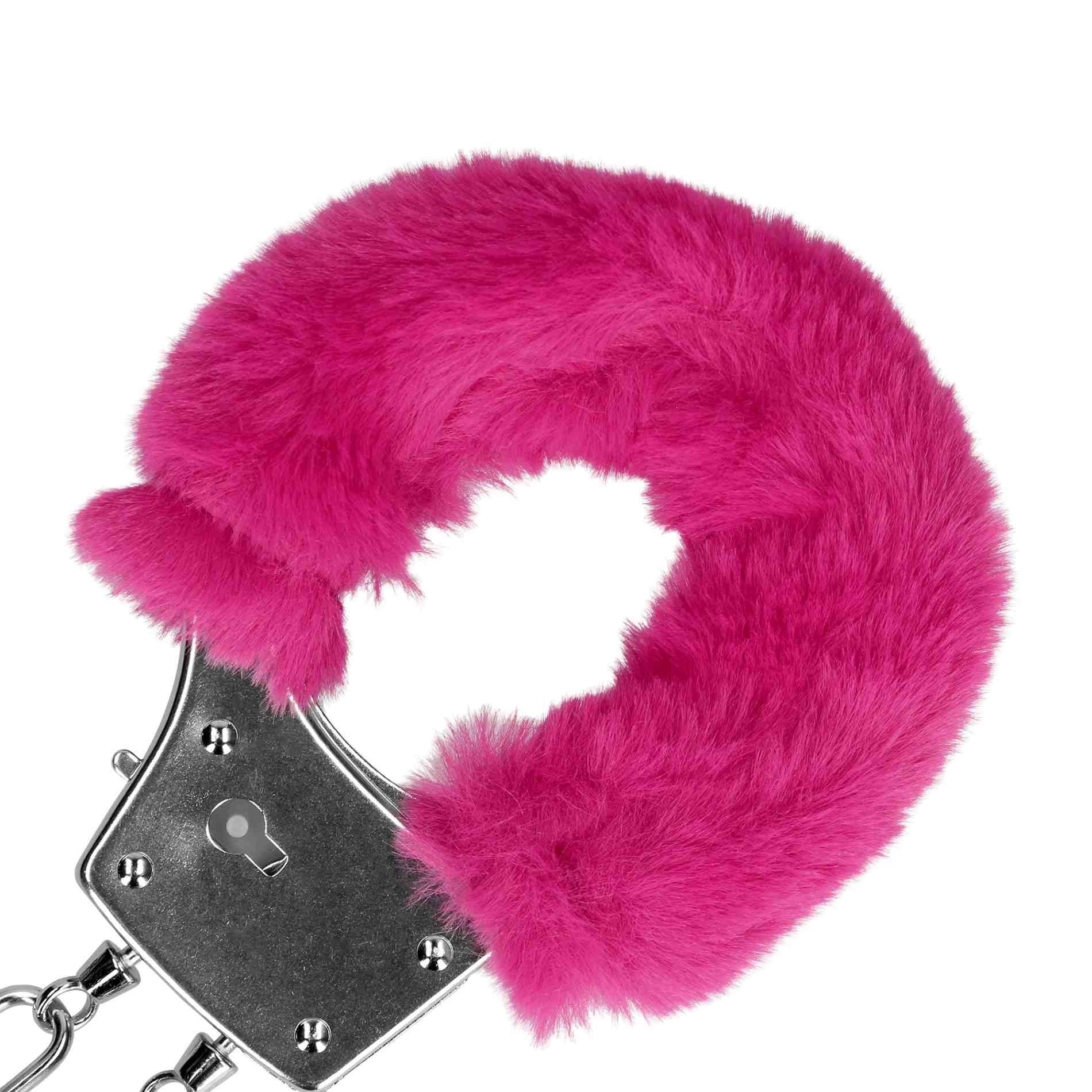 6-Furry Metal Hand Cuffs - Pink-6