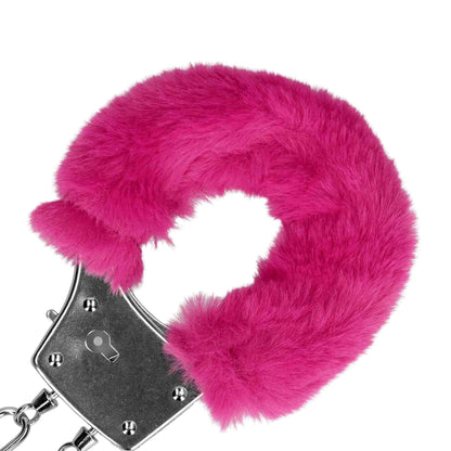 6-Furry Metal Hand Cuffs - Pink-6