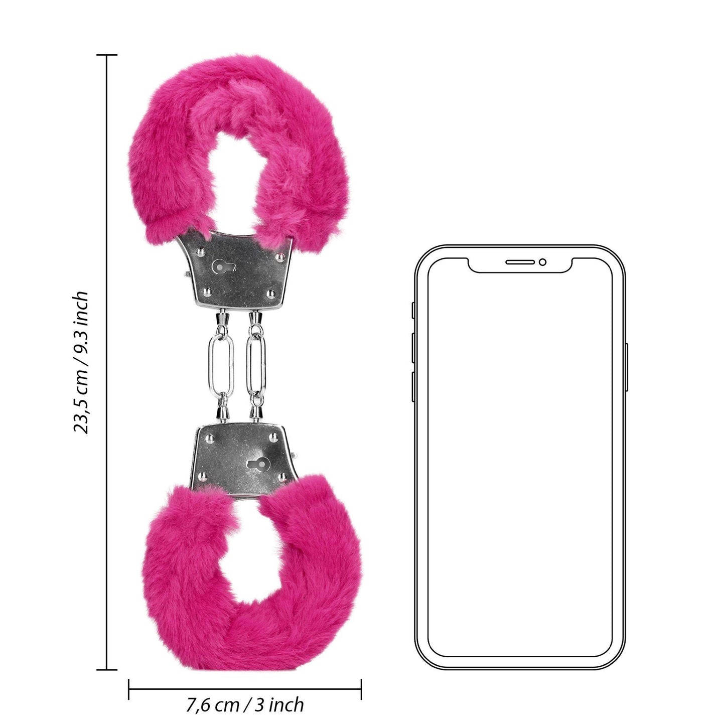 8-Furry Metal Hand Cuffs - Pink-8