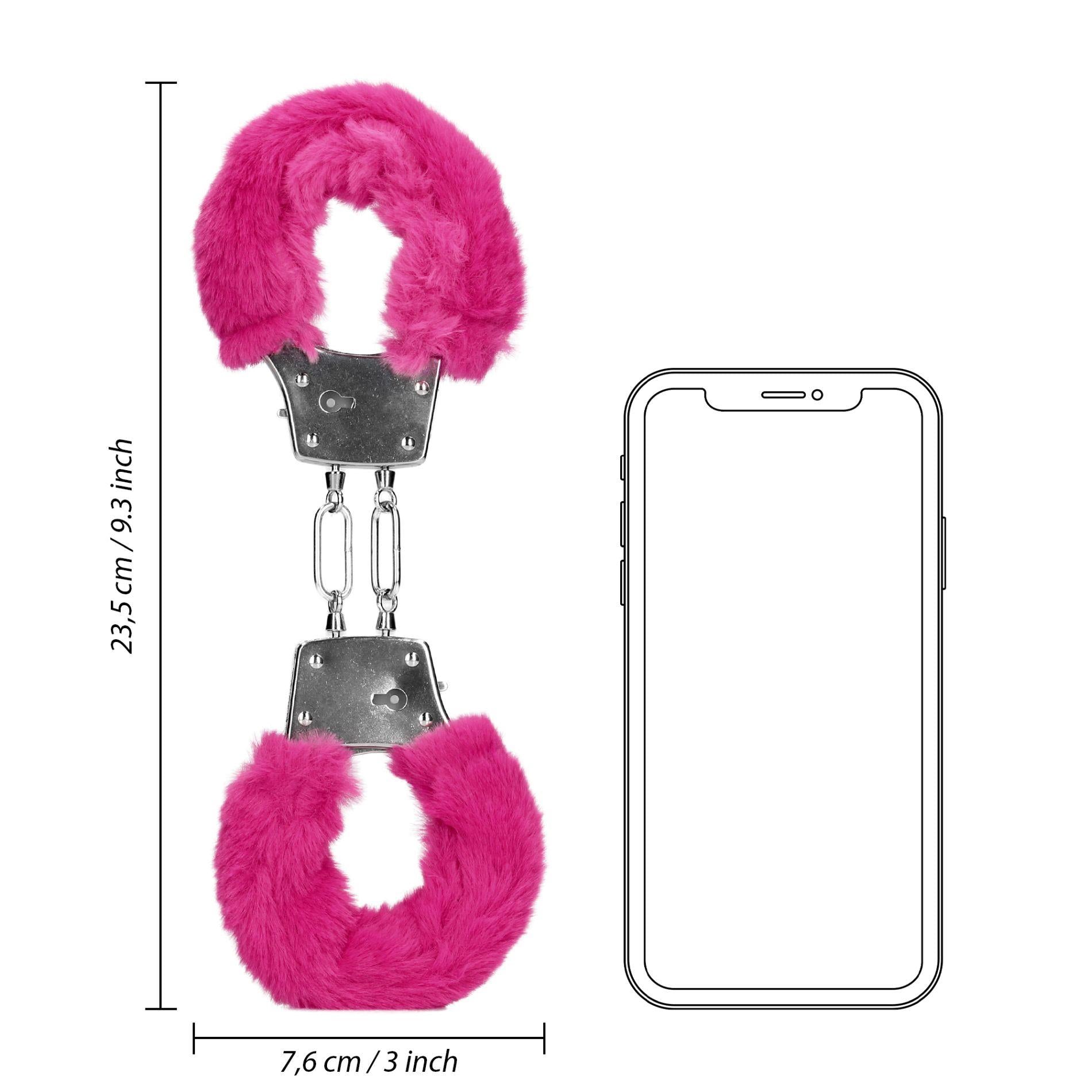8-Furry Metal Hand Cuffs - Pink-8