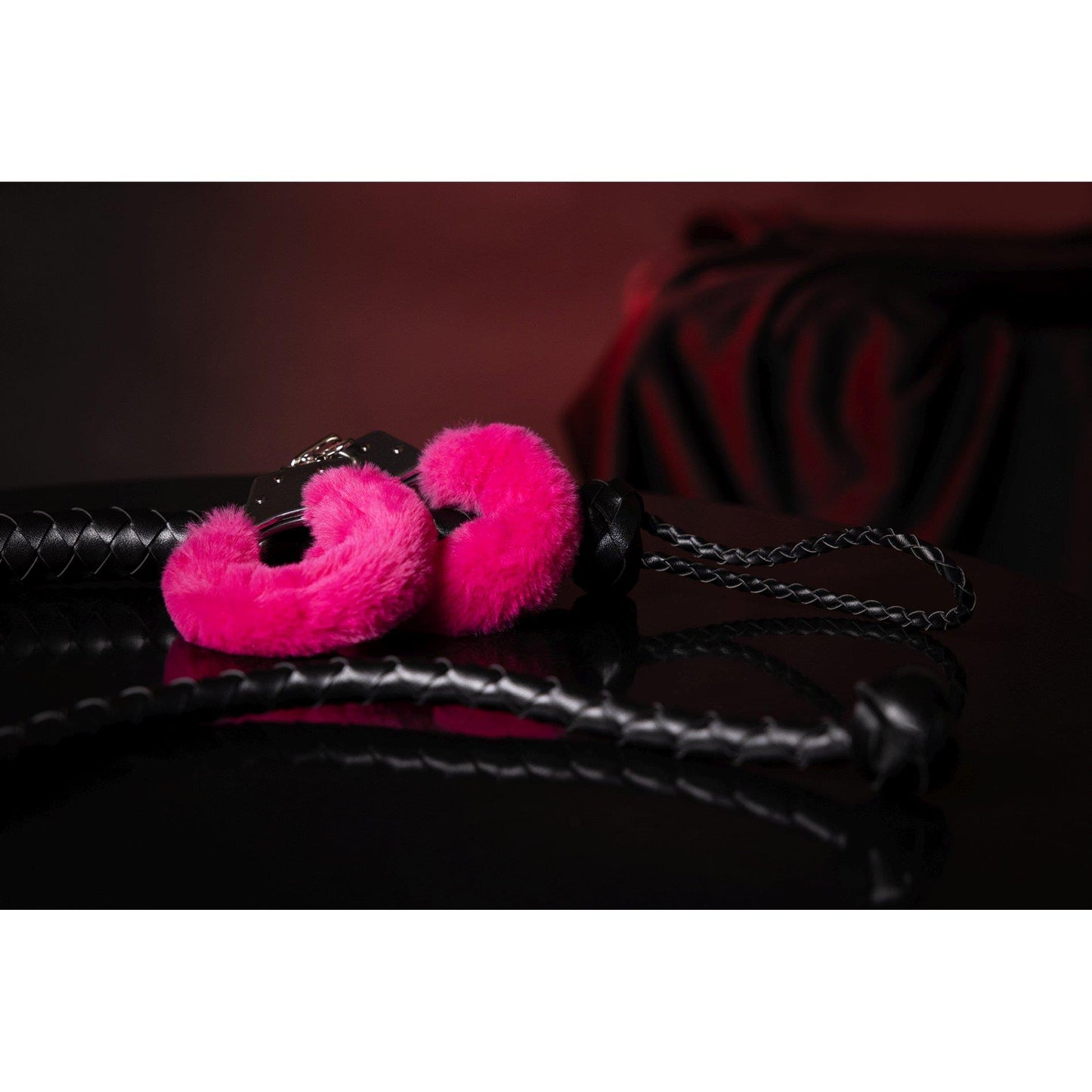 10-Furry Metal Hand Cuffs - Pink-10