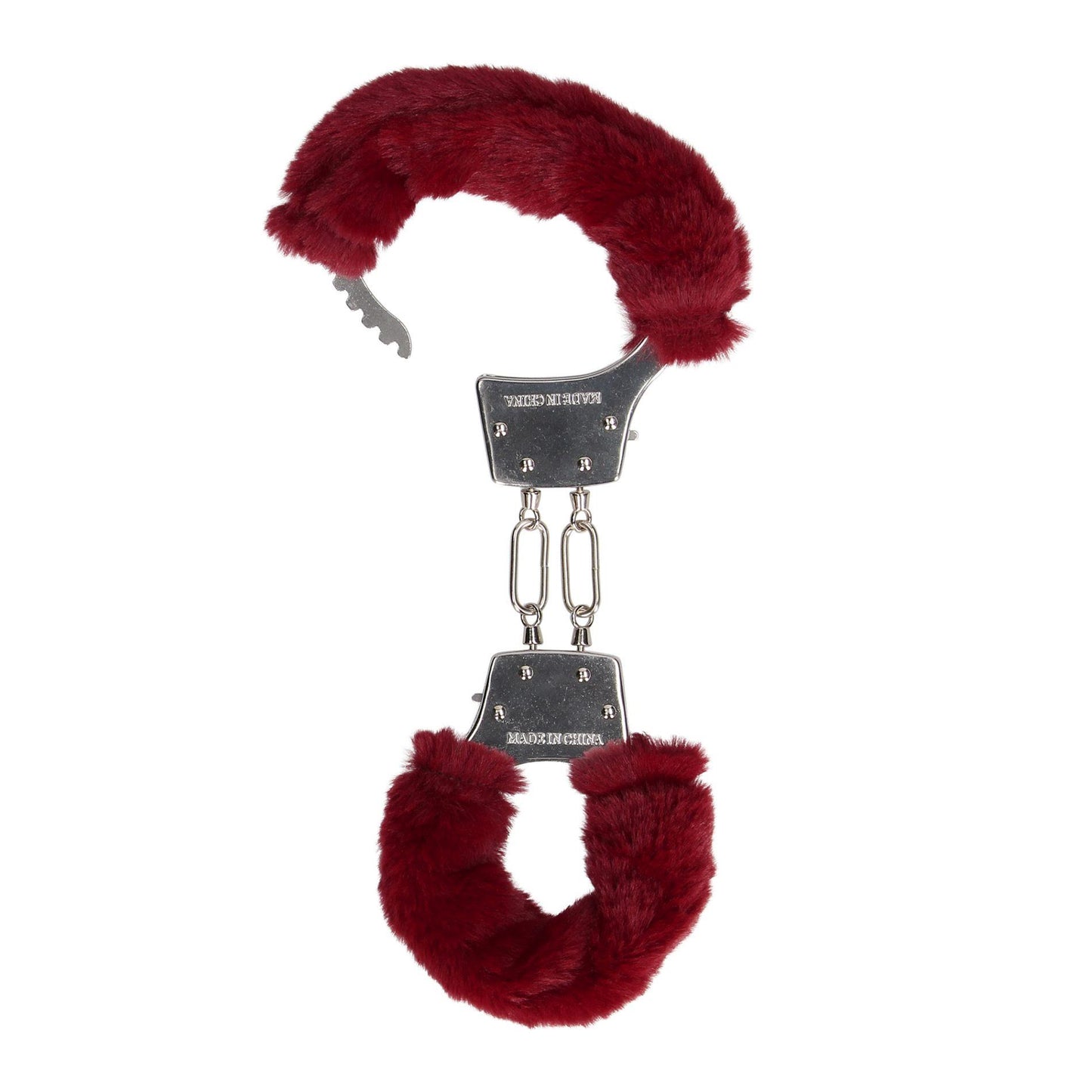 5-Furry Metal Hand Cuffs - Red-5