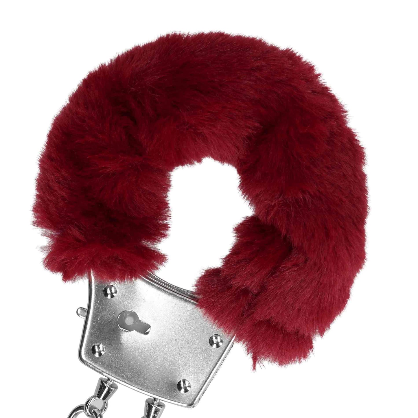 6-Furry Metal Hand Cuffs - Red-6