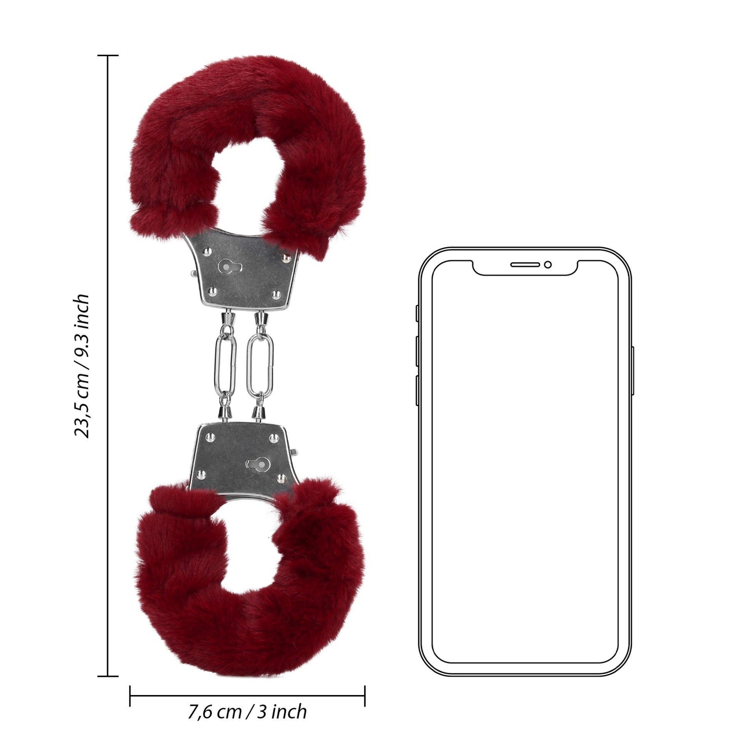 8-Furry Metal Hand Cuffs - Red-8