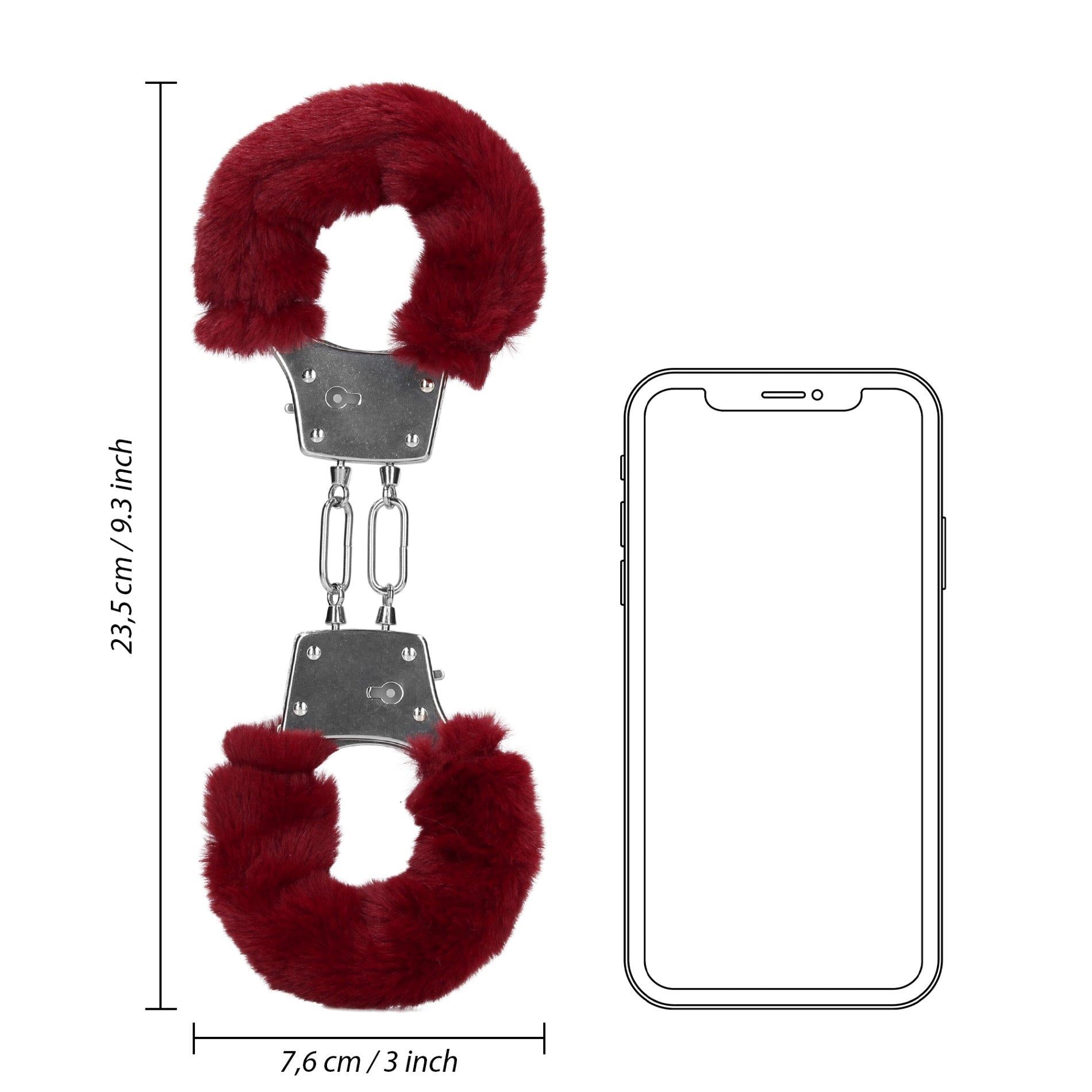 8-Furry Metal Hand Cuffs - Red-8