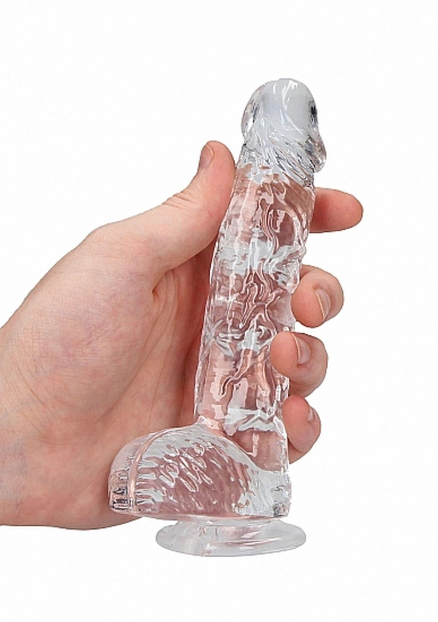 7-Mały przezroczysty penis dildo z przyssawką 17 cm-7