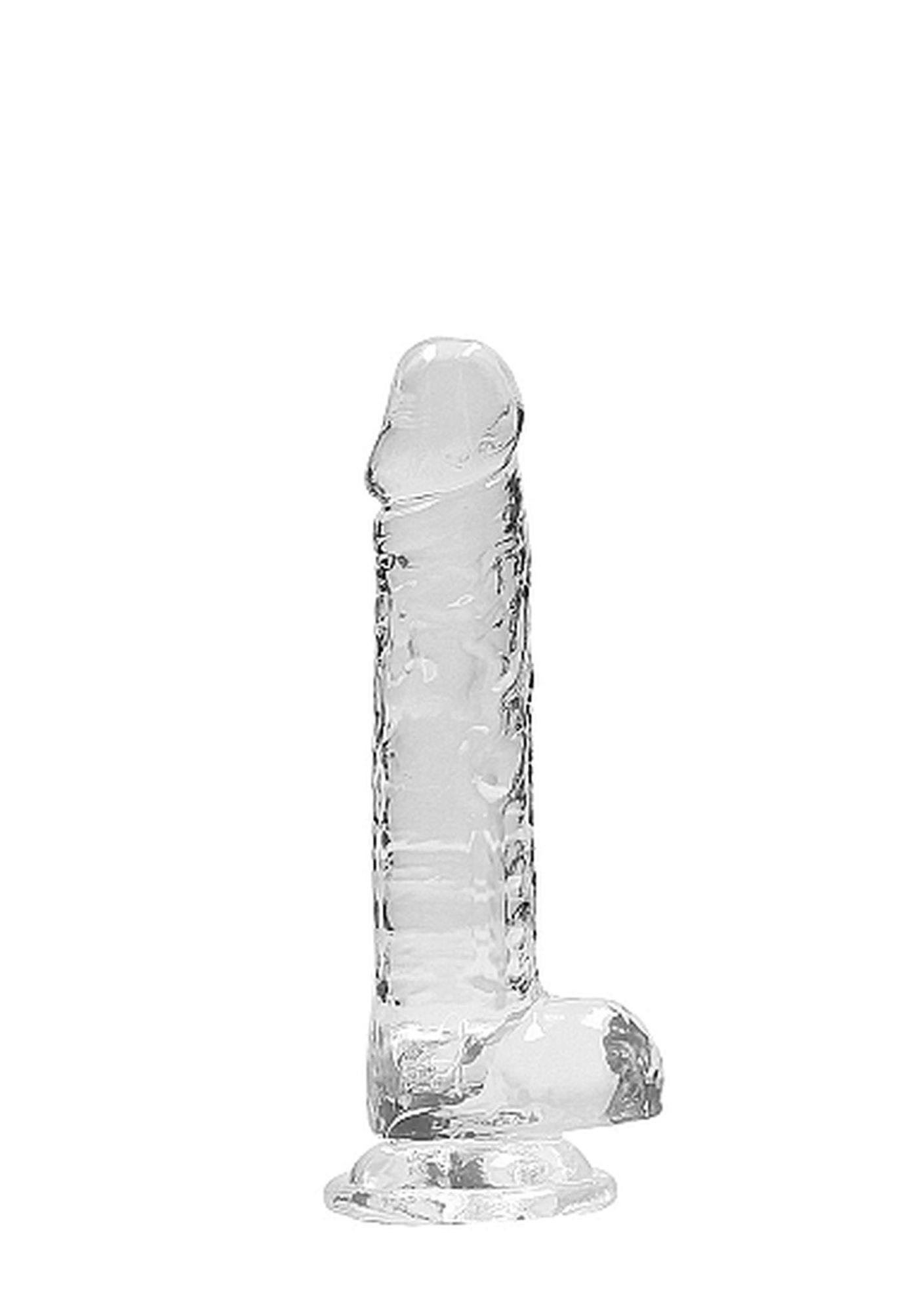 4-Przezroczyste dildo gumowe z prostym trzonem 19cm-4