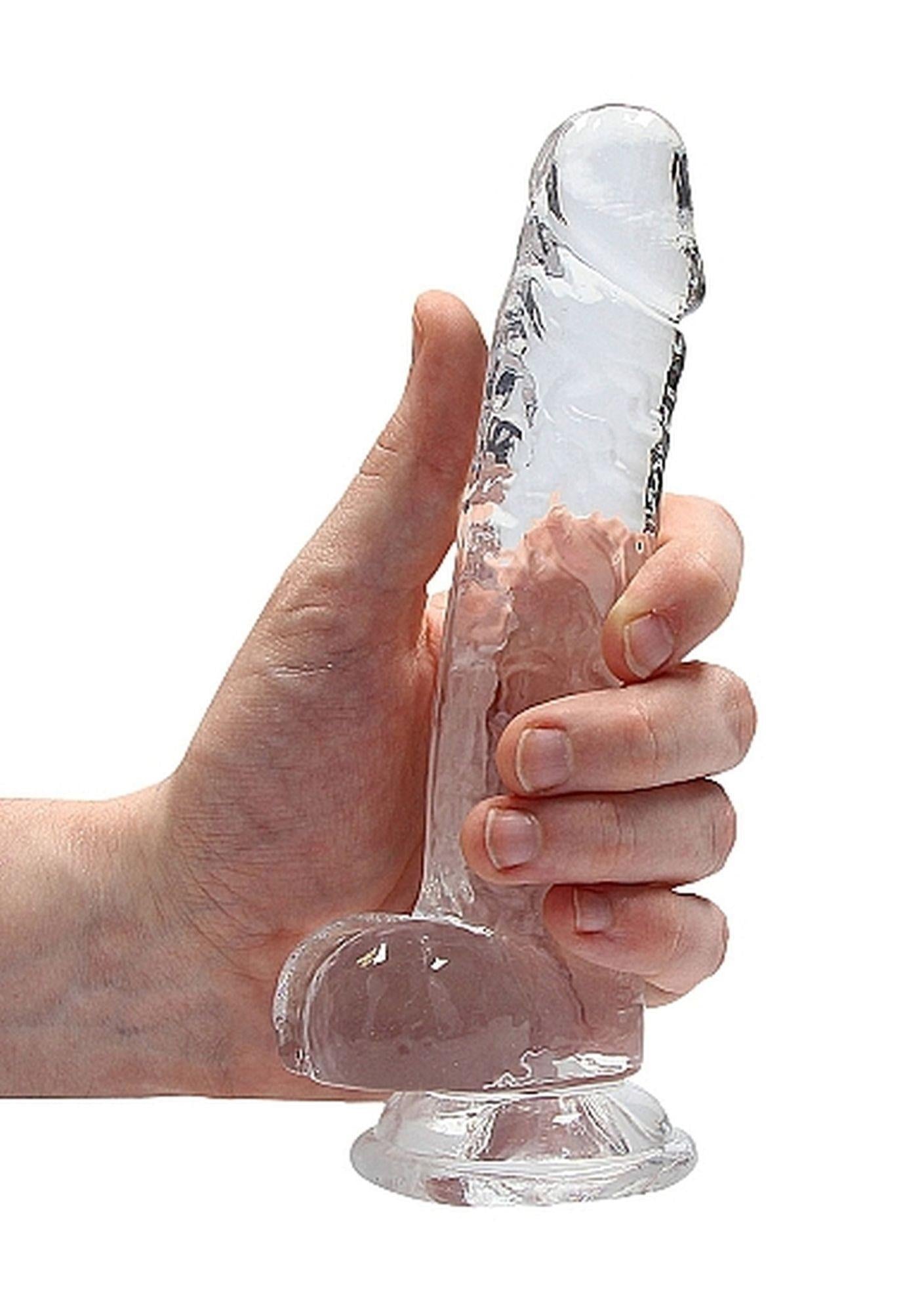 7-Przezroczyste dildo gumowe z prostym trzonem 19cm-7