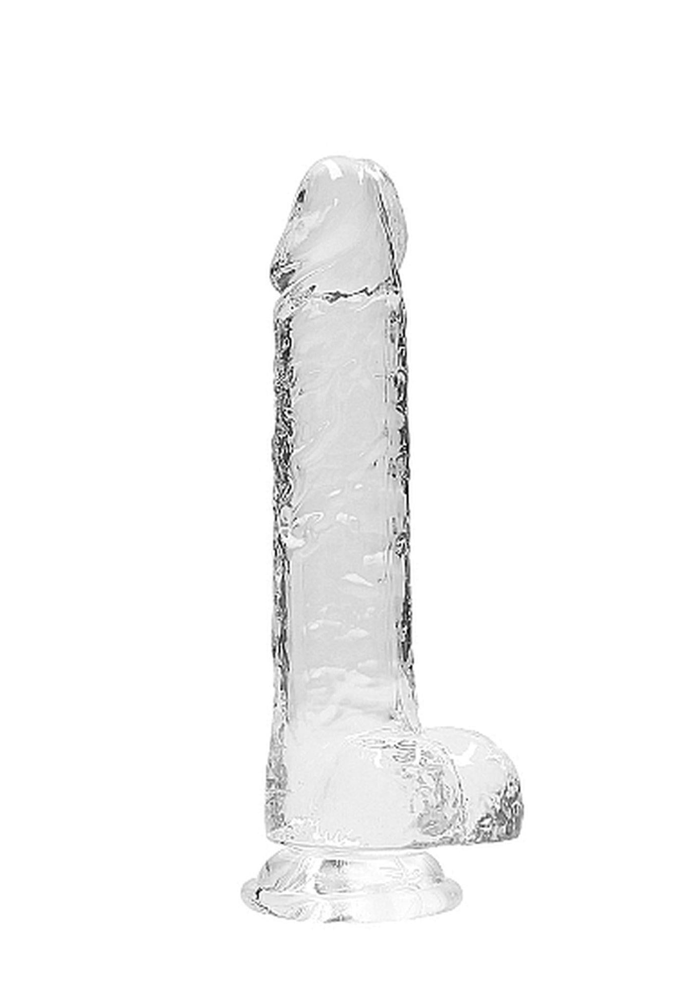1-Przezroczyste dildo gumowe z prostym trzonem 21cm-1