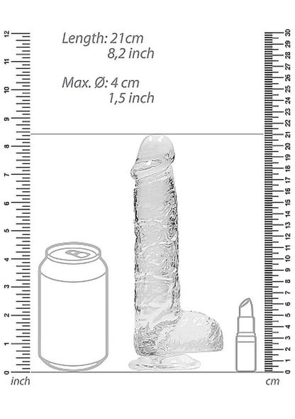 3-Przezroczyste dildo gumowe z prostym trzonem 21cm-3