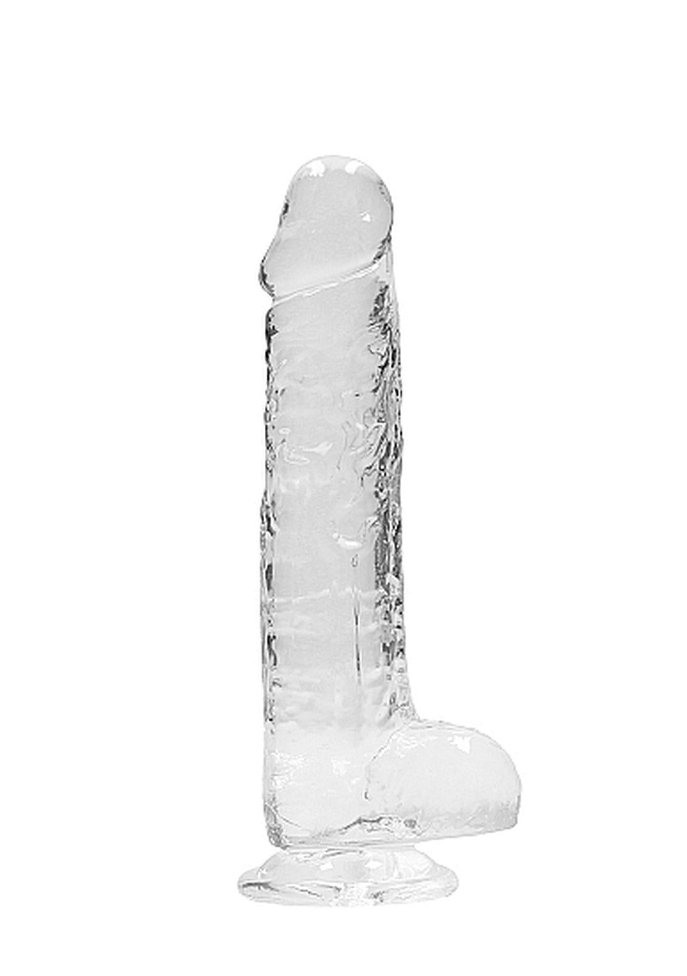 4-Przezroczyste dildo gumowe z prostym trzonem 21cm-4