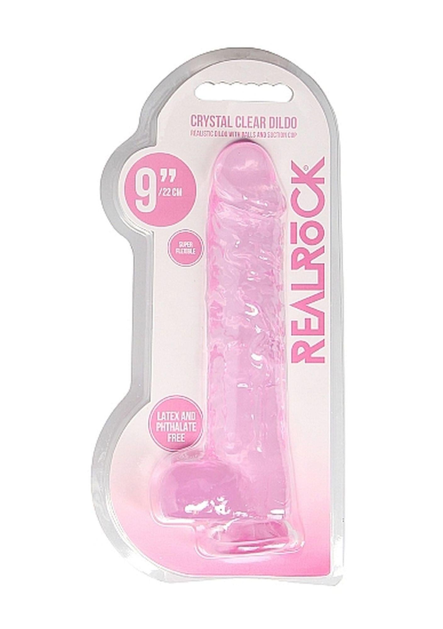 2-9" / 23 cm Realistic Dildo With Balls - Pink-2