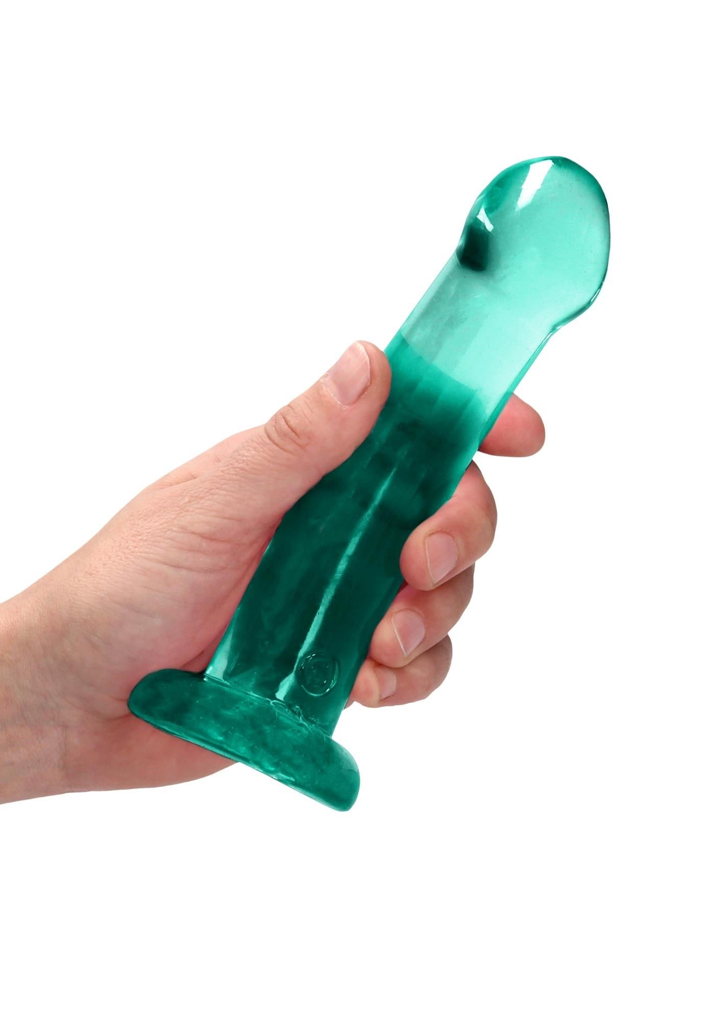 3-Dildo gładkie zielone z mocną przyssawką 17 cm-3