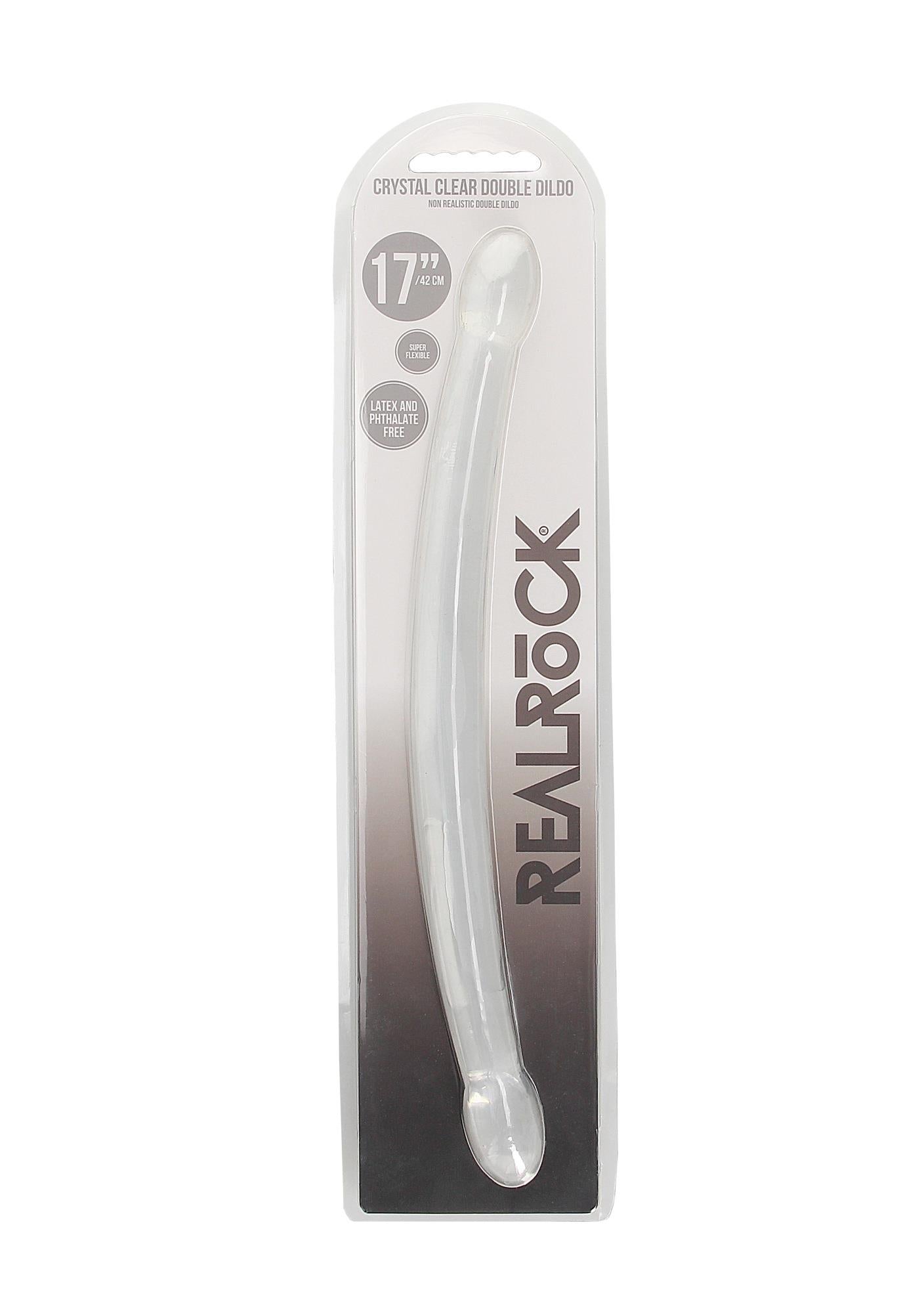 1-Podwójne silikonowe dildo gładkie długie 42 cm-1