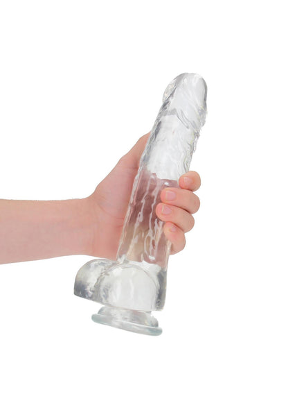 6-Duży przezroczysty żylasty penis grube dildo 24 cm-6