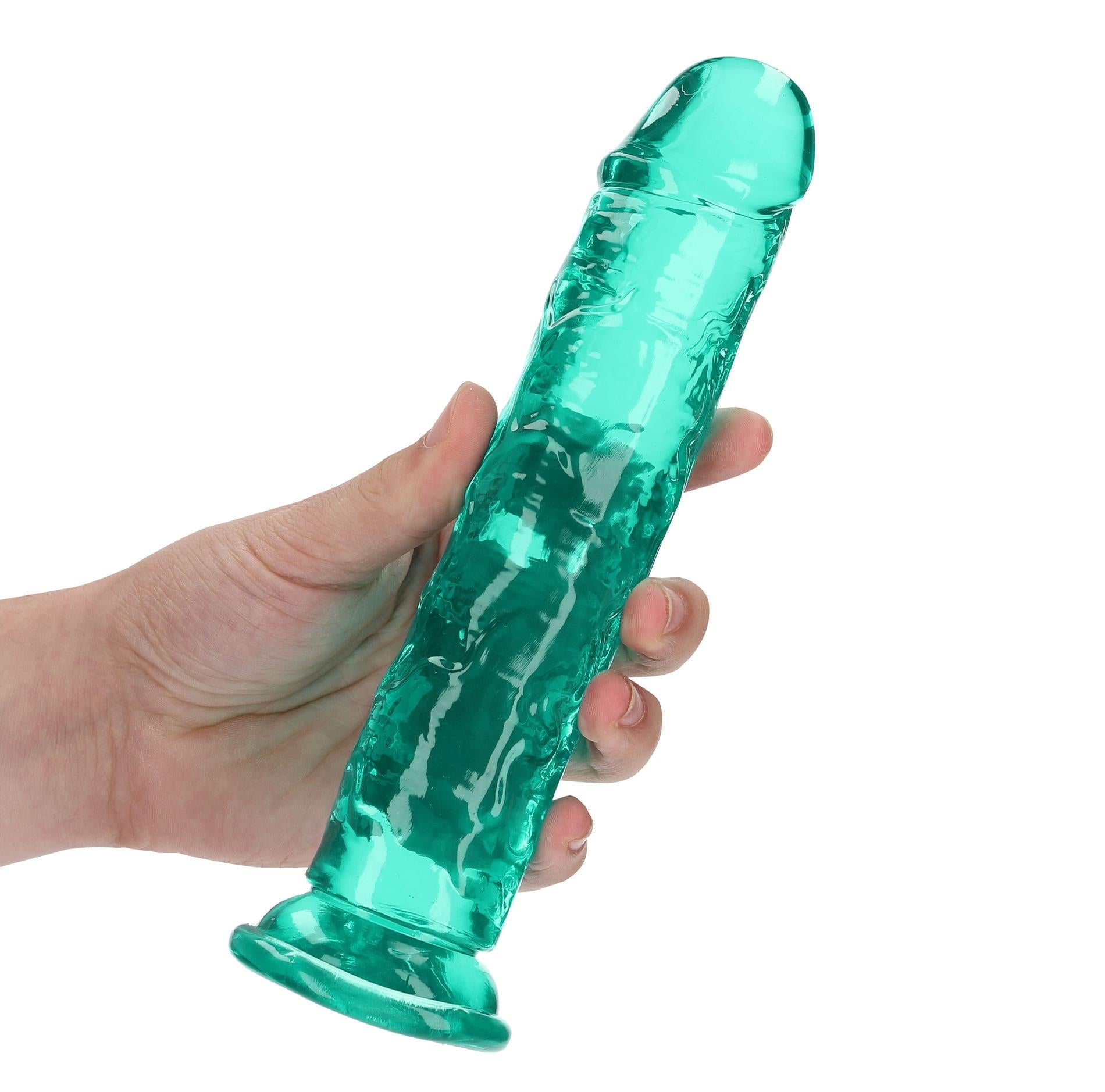 4-Żelowe zielone dildo z przyssawką waginalne i analne 22 cm-4