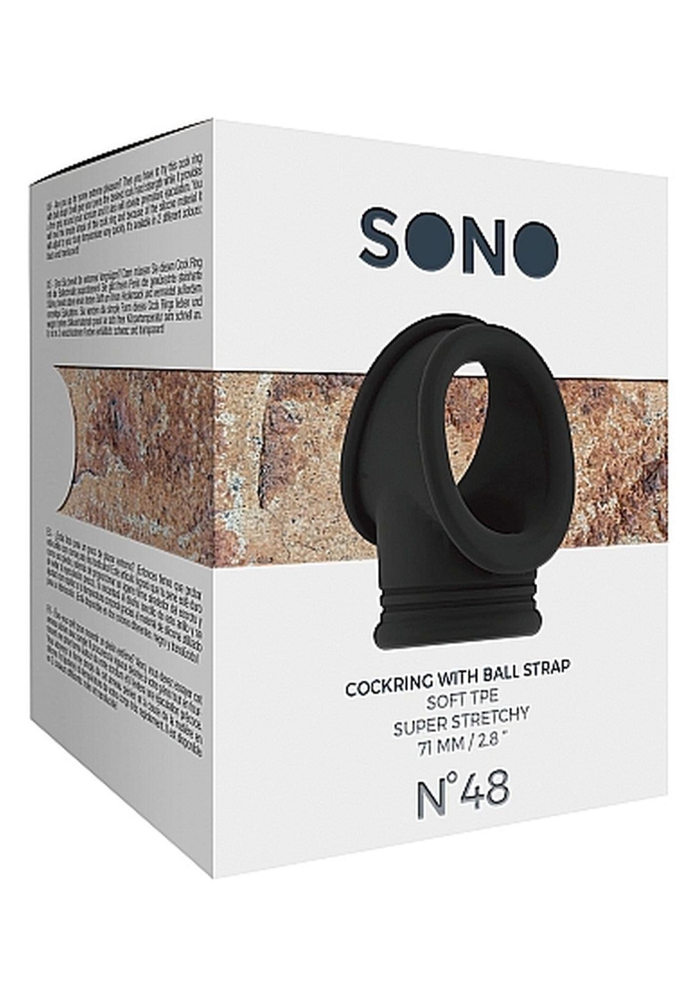 3-No.48 - Cockring with Ball Strap - Black-3