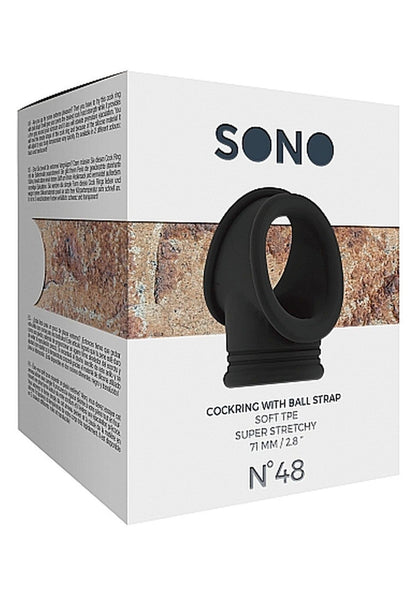 3-No.48 - Cockring with Ball Strap - Black-3