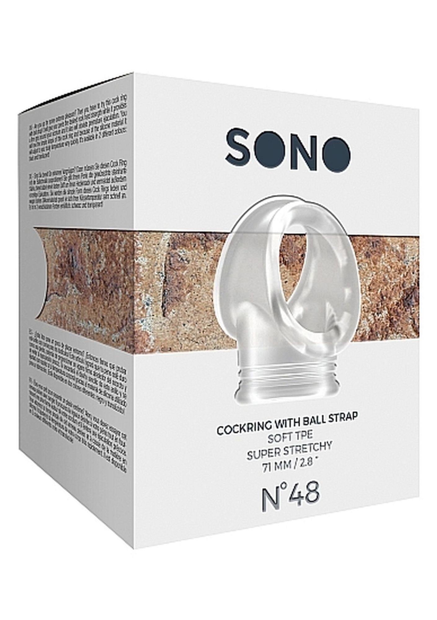 3-No.48 - Cockring with Ball Strap - Translucent-3
