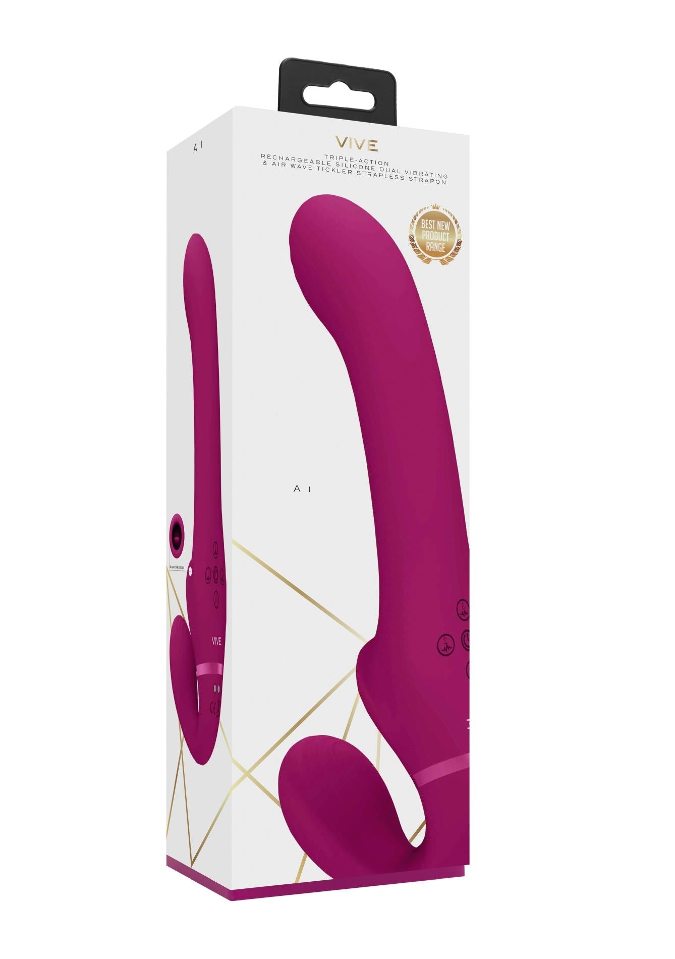 2-Ai - Dual Vibrating & Air Wave Tickler Strapless Strapon-2