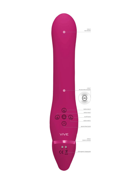 6-Ai - Dual Vibrating & Air Wave Tickler Strapless Strapon-6