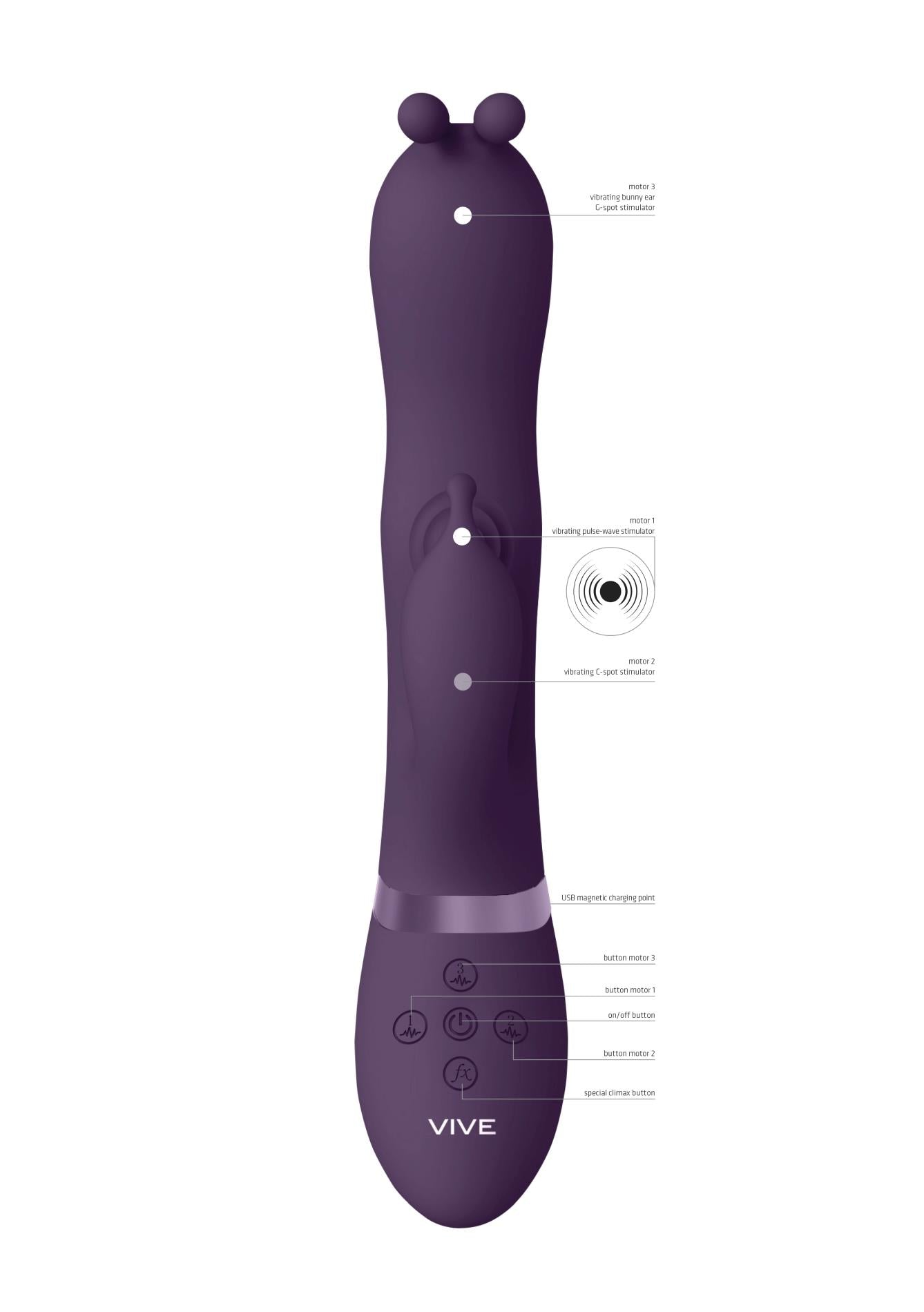 7-Gada - Vibrating Bunny Ear G-Spot Rabbit with Pulse Wave Shaft-7