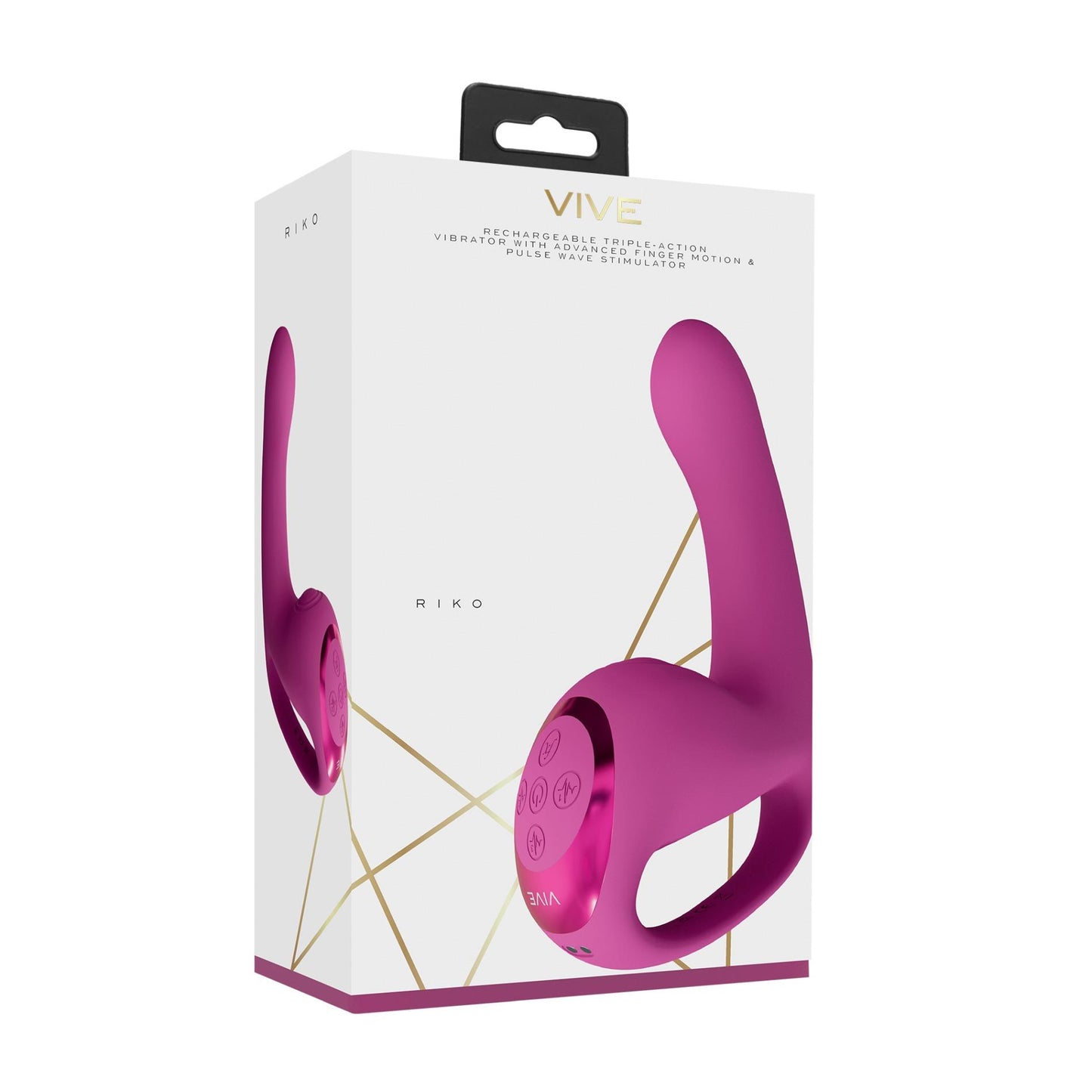 2-Riko - Rechargeable Triple Action Thumper with Advanced Finger Motion & Pulse Wave Stimulator - Pink-2