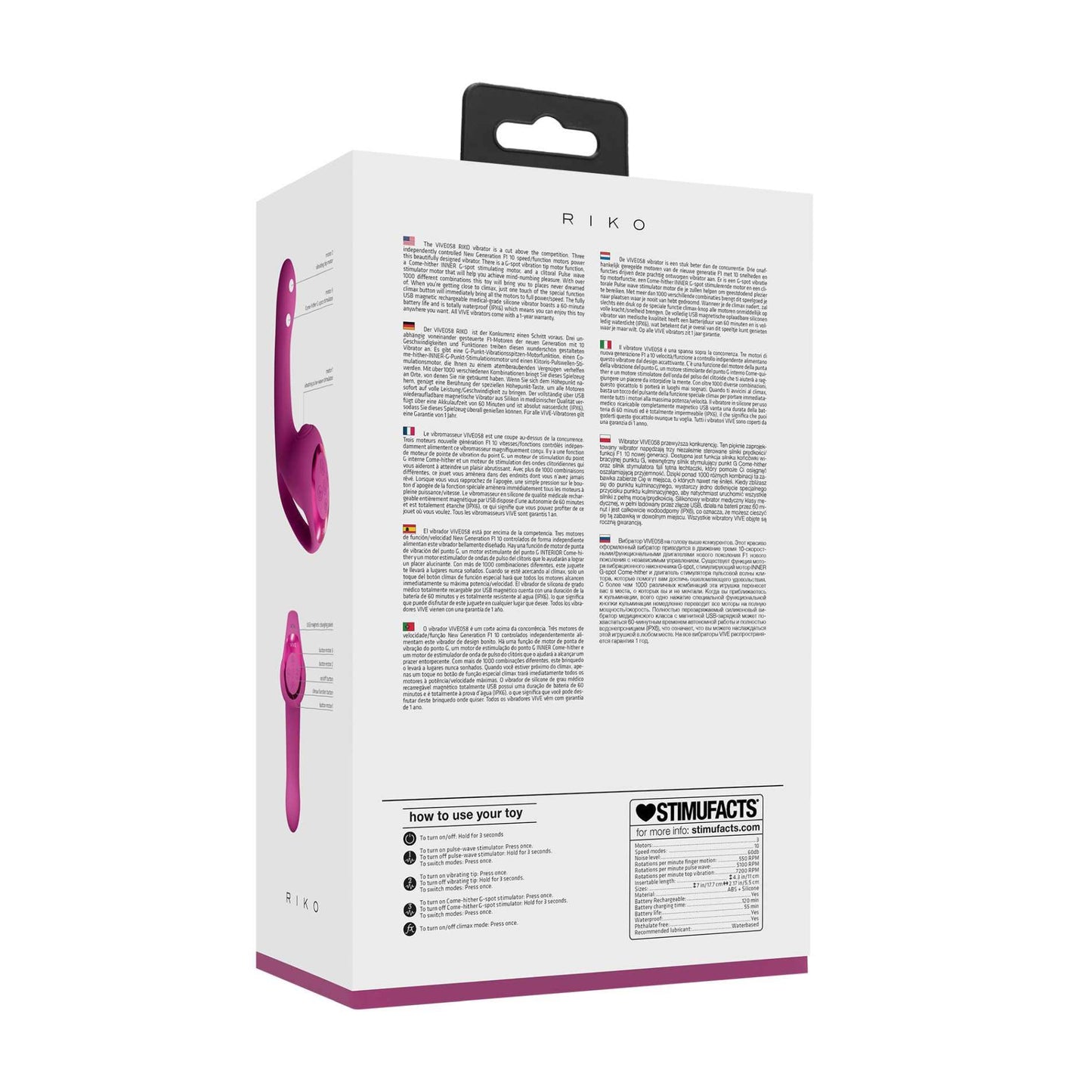 3-Riko - Rechargeable Triple Action Thumper with Advanced Finger Motion & Pulse Wave Stimulator - Pink-3