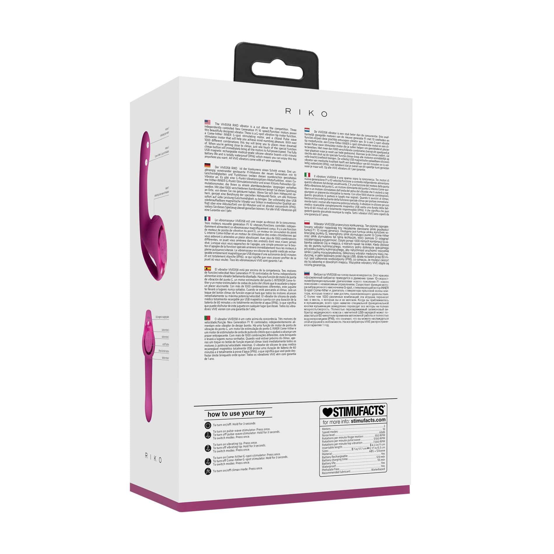 3-Riko - Rechargeable Triple Action Thumper with Advanced Finger Motion & Pulse Wave Stimulator - Pink-3