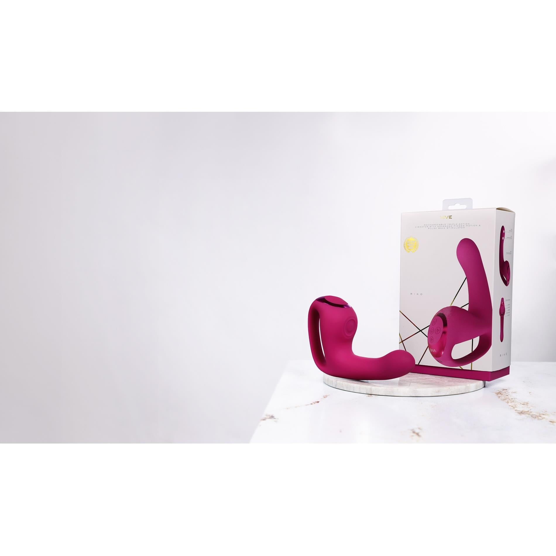12-Riko - Rechargeable Triple Action Thumper with Advanced Finger Motion & Pulse Wave Stimulator - Pink-12