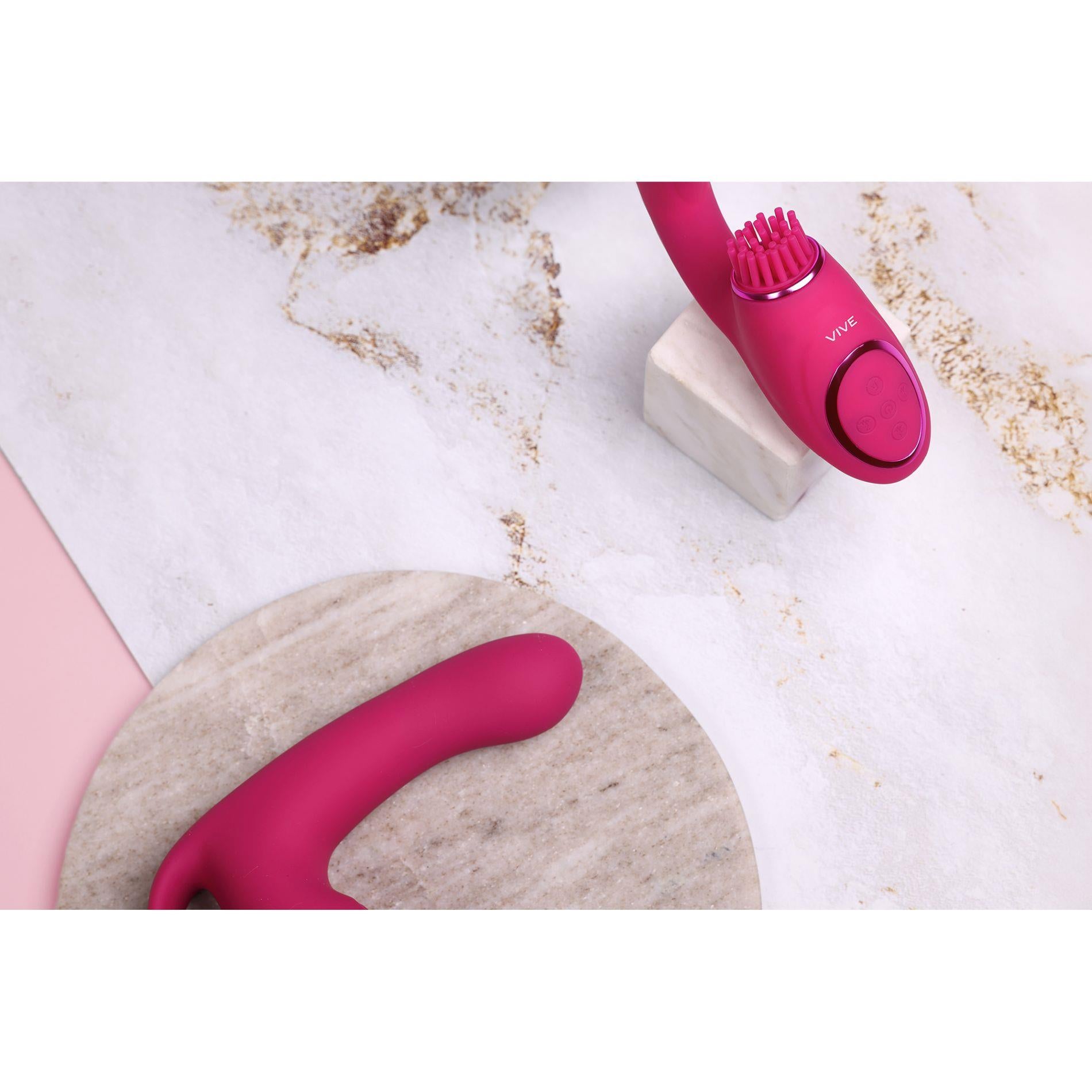 13-Riko - Rechargeable Triple Action Thumper with Advanced Finger Motion & Pulse Wave Stimulator - Pink-13