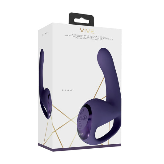 2-Riko - Rechargeable Triple Action Vibrator with Advanced Finger Motion & Pulse Wave Stimulator – Purple-2