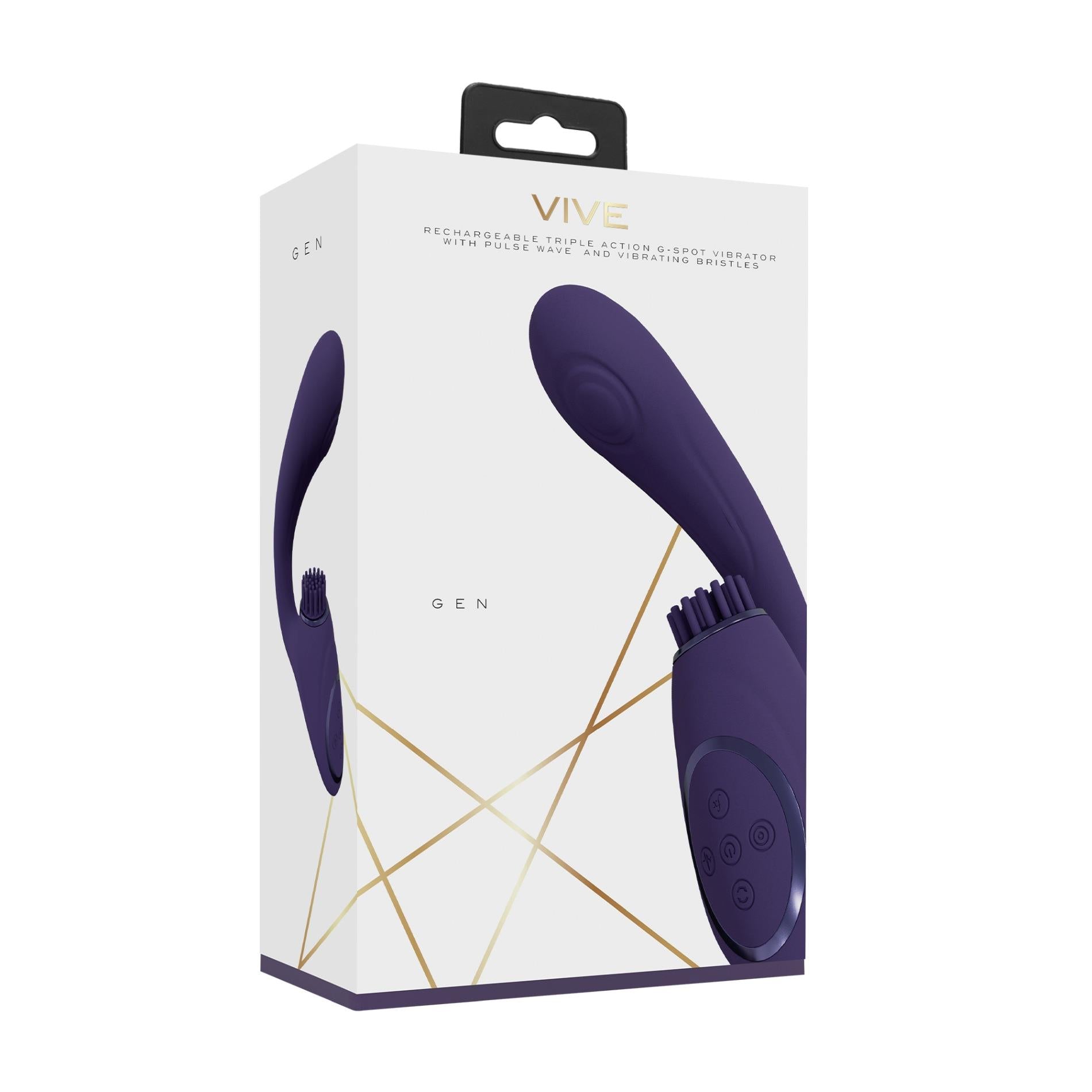 2-Gen - Rechargeable Triple Action G-Spot Vibrator with Pulse Wave  and Vibrating Bristles - Purple-2