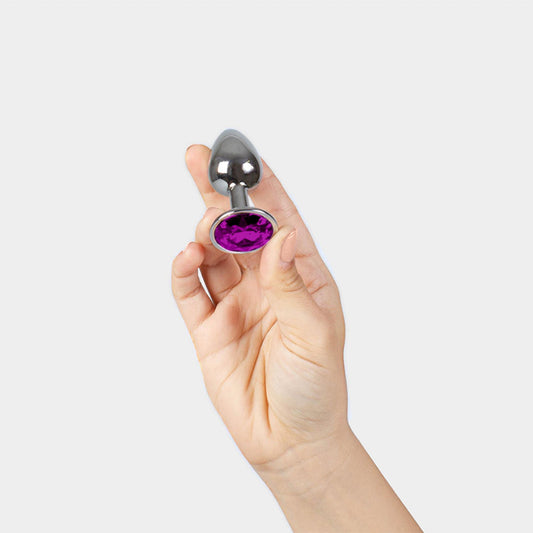 2-PURPLE JEWELLED METAL BUTT PLUG-2
