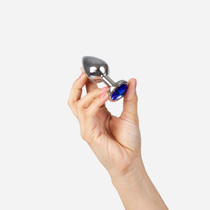 2-BLUE JEWELLED METAL BUTT PLUG-2