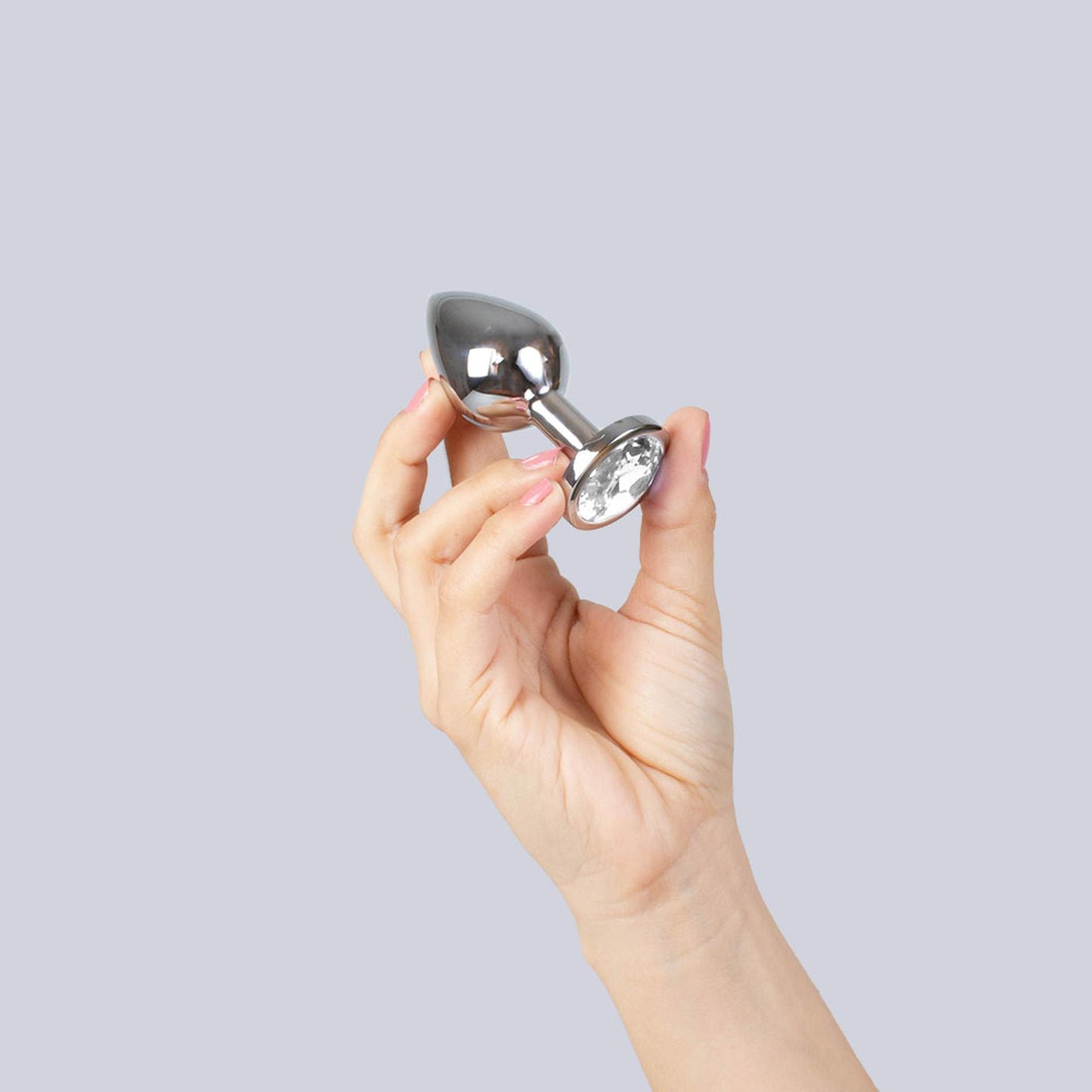 2-CLEAR CRYSTAL JEWELLED METAL BUTT PLUG-2