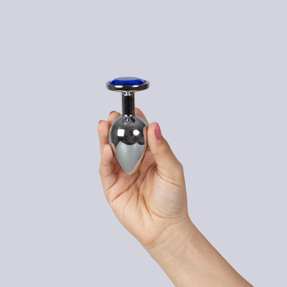2-BLUE JEWELLED METAL BUTT PLUG-2