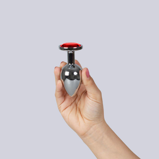 2-RED JEWELLED METAL BUTT PLUG-2