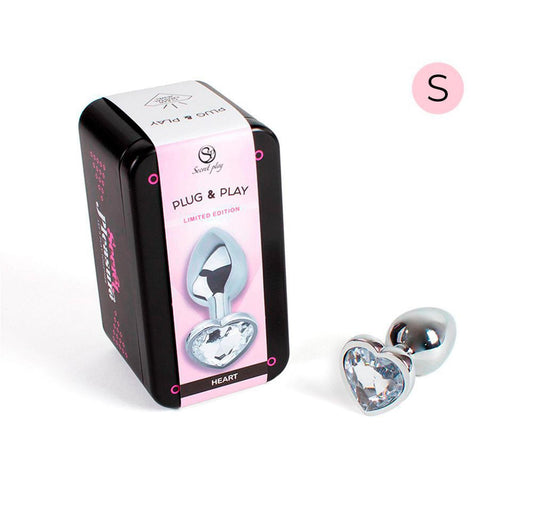 1-CLEAR CRYSTAL HEART METAL BUTT PLUG-1