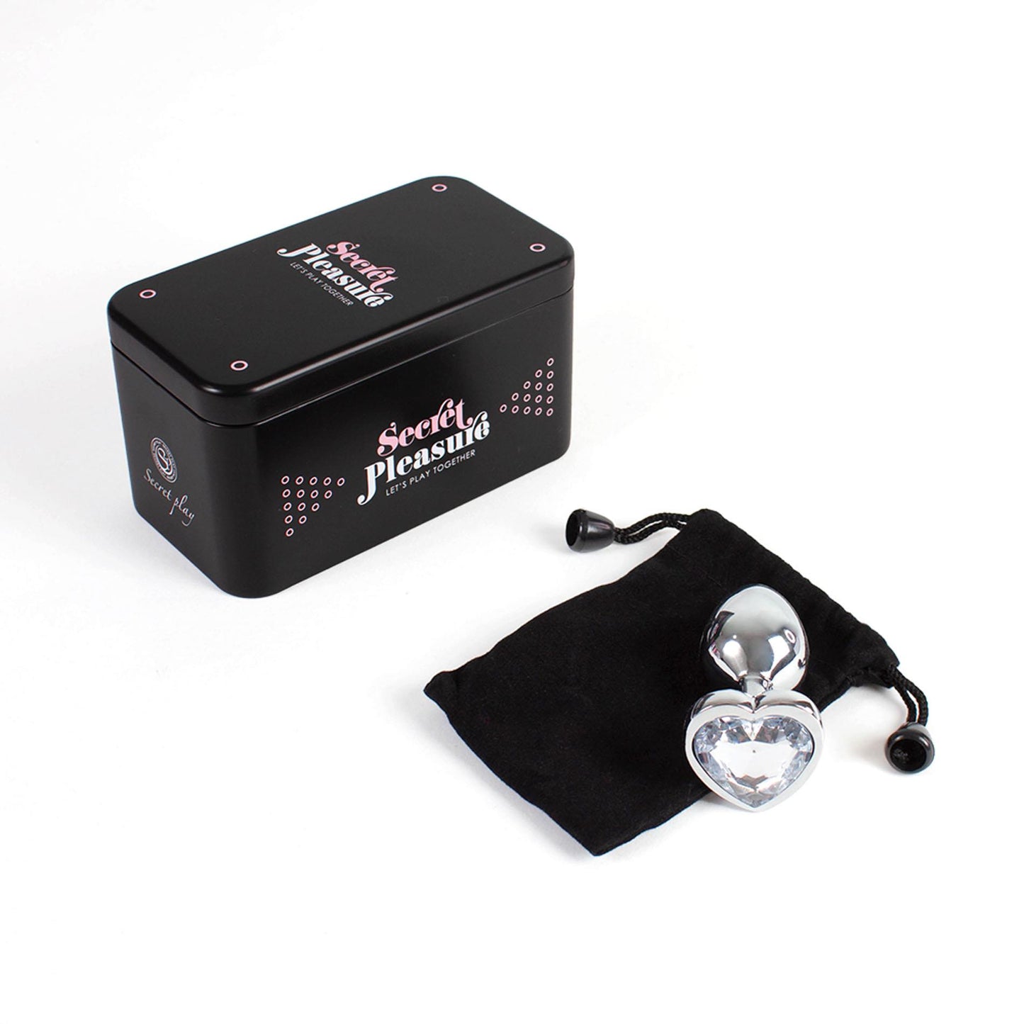 2-CLEAR CRYSTAL HEART METAL BUTT PLUG-2