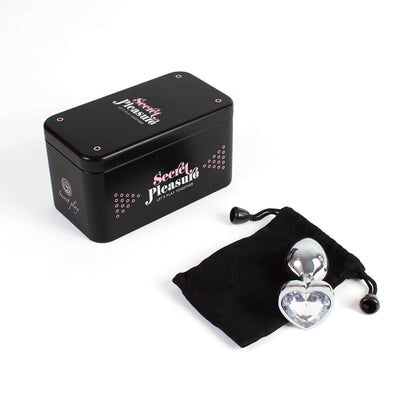 2-CLEAR CRYSTAL HEART METAL BUTT PLUG-2