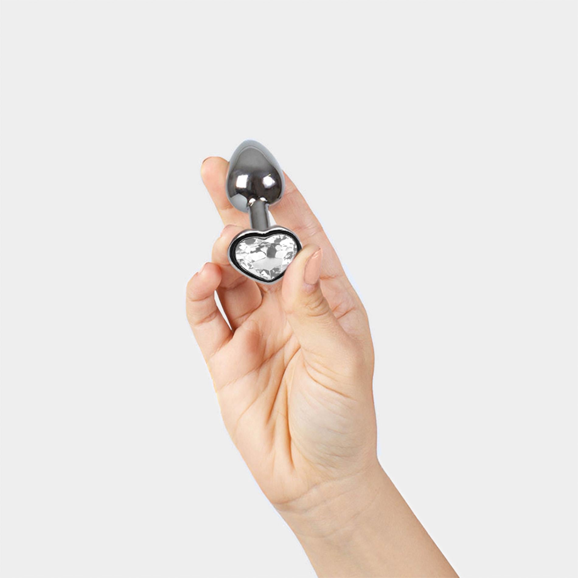 3-CLEAR CRYSTAL HEART METAL BUTT PLUG-3