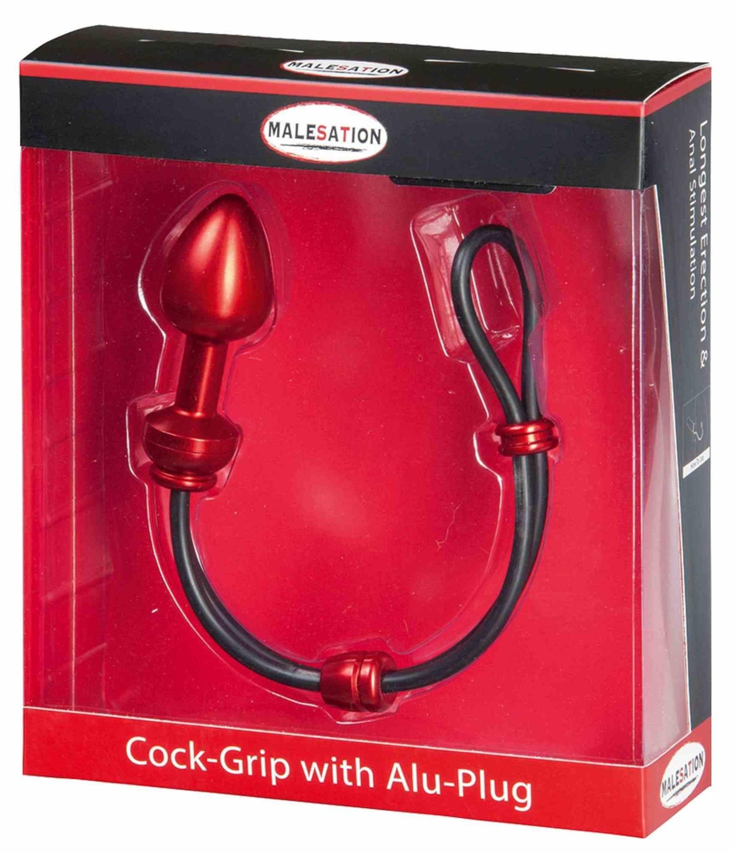 1-MALESATION Cock-Grip with Alu-Plug medium, red-1