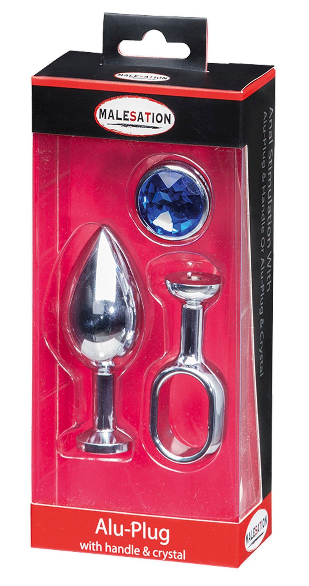 3-MALESATION Alu-Plug with handle & crystal large, chrome-3