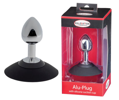 1-MALESATION Alu-Plug with suction cup small, chrome-1