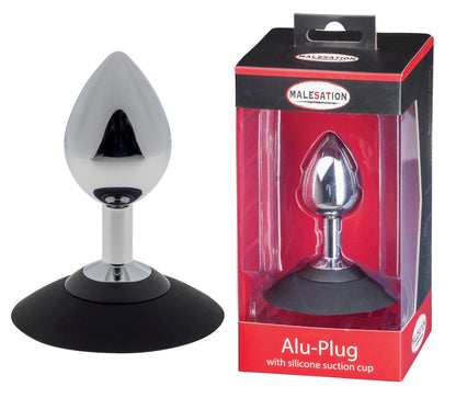 1-MALESATION Alu-Plug with suction cup medium, chrome-1