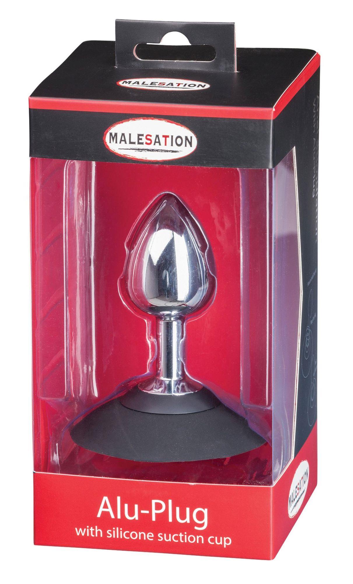 6-MALESATION Alu-Plug with suction cup medium, chrome-6